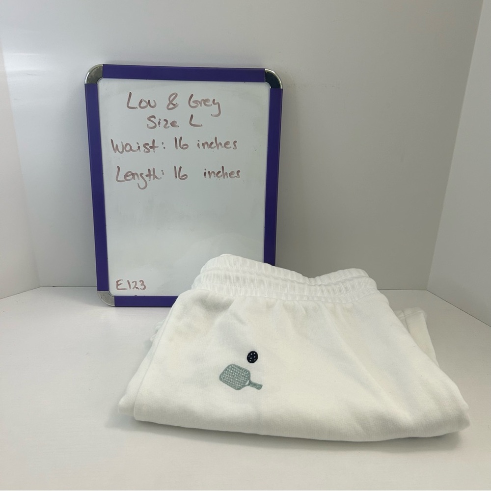 Lou & Grey Elastic Tie Waist Cotton Blend Shorts w/ Novelty Tennis Print Size L - Picture 13 of 13